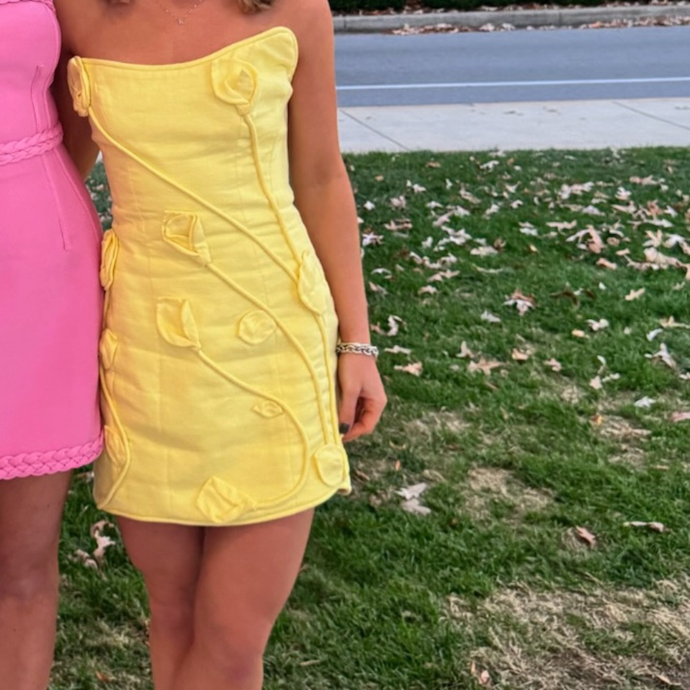 Zimmermann Strapless Yellow Mini Dress - Picture 5 of 6